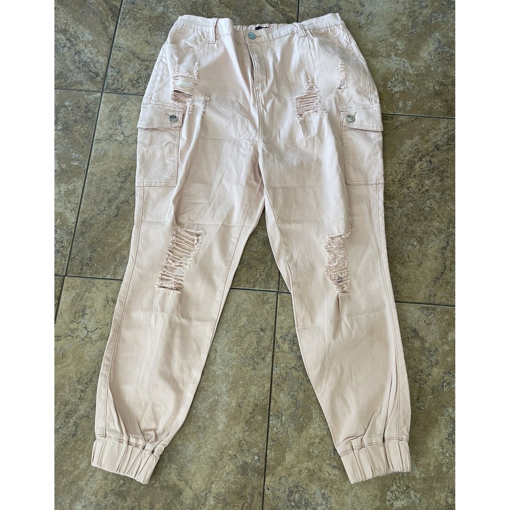 Rue 21 + Distressed Pant Womens 1x Peach - Picture 2 of 7